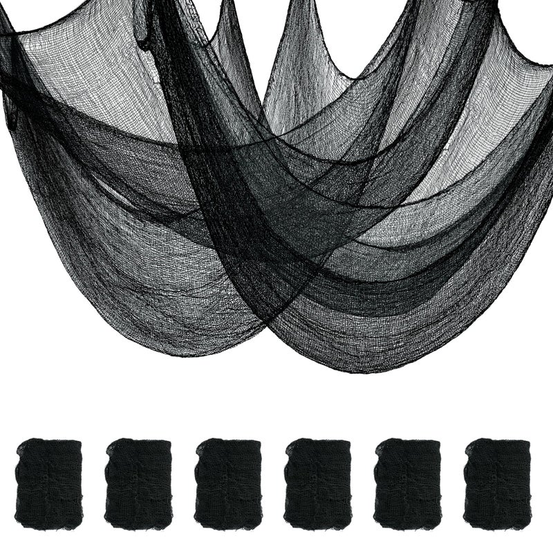 Xgunion Halloween Creepy Cloth 6PCS 30?72inch Black Halloween Cloth Decor Halloween Decoration Spooky Creepy Gauze Cloth for Halloween Party Outdoor Indoor Decorations - Image 1